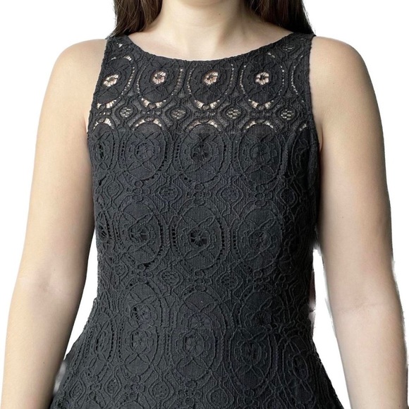 Black Eyelet High Neck Mini Dress - Picture 6 of 7